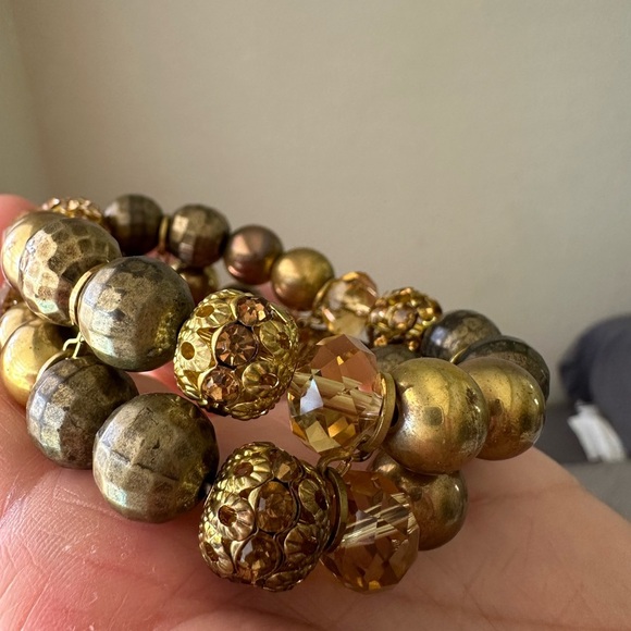 Beaded bracelet in bronze and glass beads - Picture 2 of 3